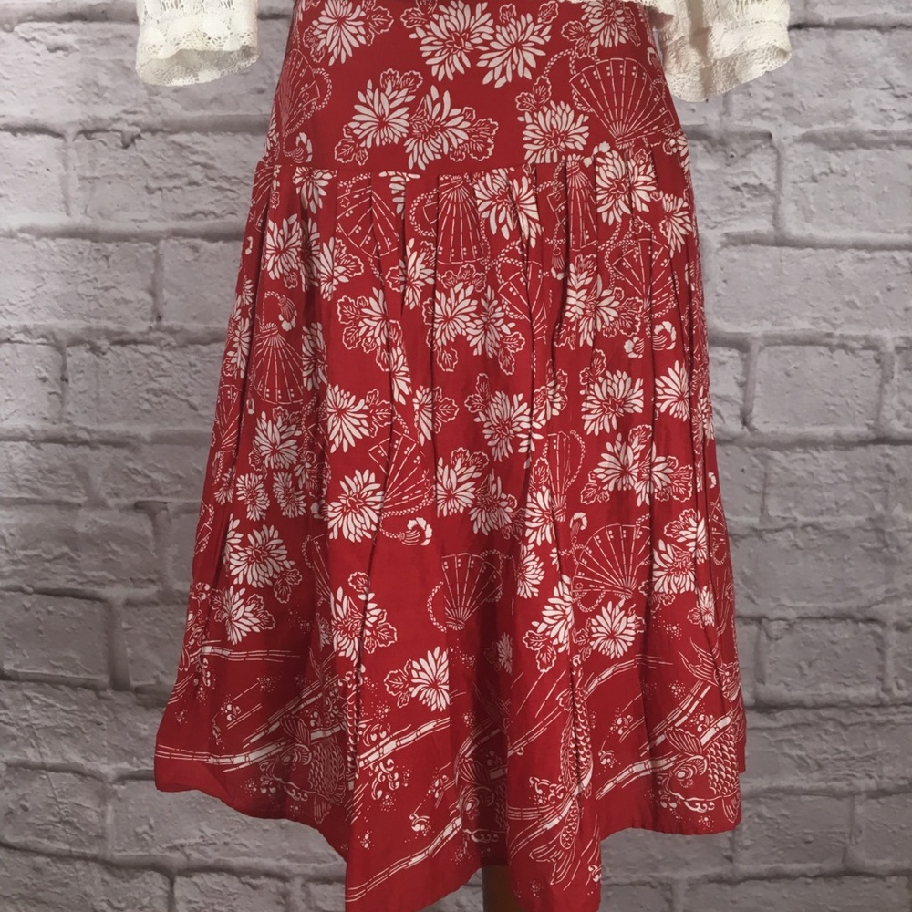 Isda and co size 2 red and white midi skirt